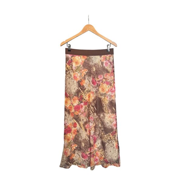 DS by Debbie Shuchat Floral Leopard Print Maxi Skirt | Brown Boho Y2K Slip Style - Picture 3 of 6